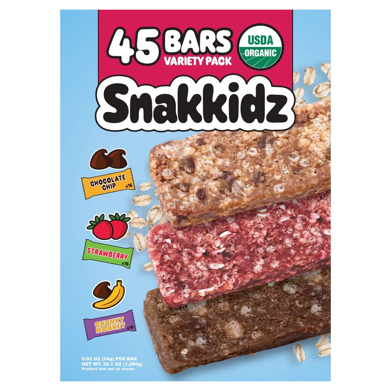 Snakkidz Organic Granola Bars 45 ct