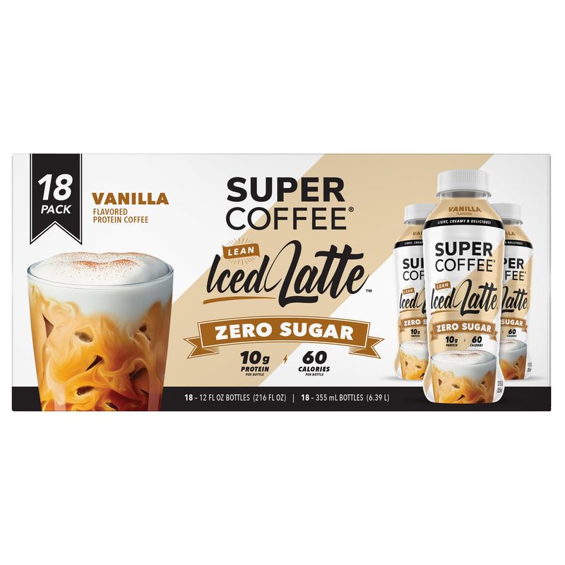 Super Coffee Vanilla Iced Latte 18/12 Ounce Bottles