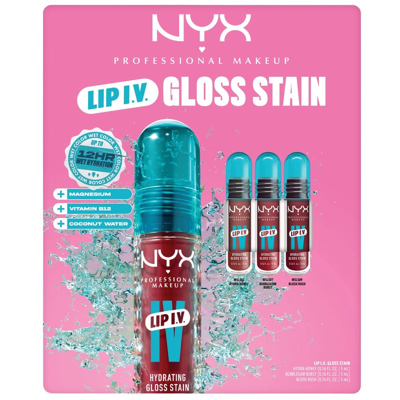 Nyx Lip I.v. Hydrating Gloss Stain, 3-Pack