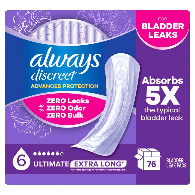 Always Discreet Bladder Leak Pads Women, 76ct