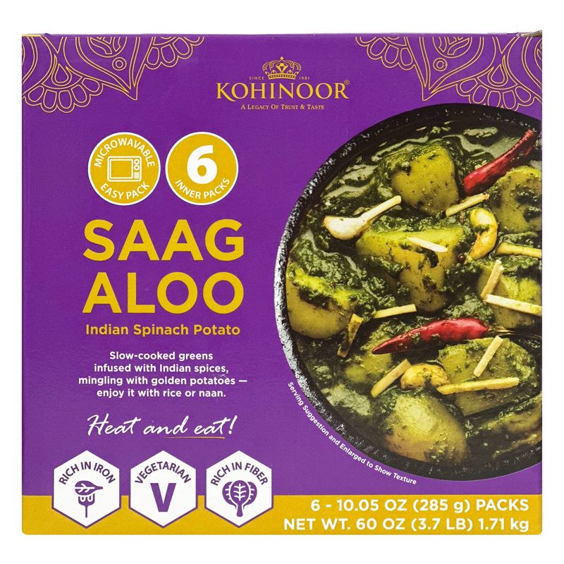 Kohinoor Foods Saag Aloo 6 - 10 oz (3.75 Lbs)
