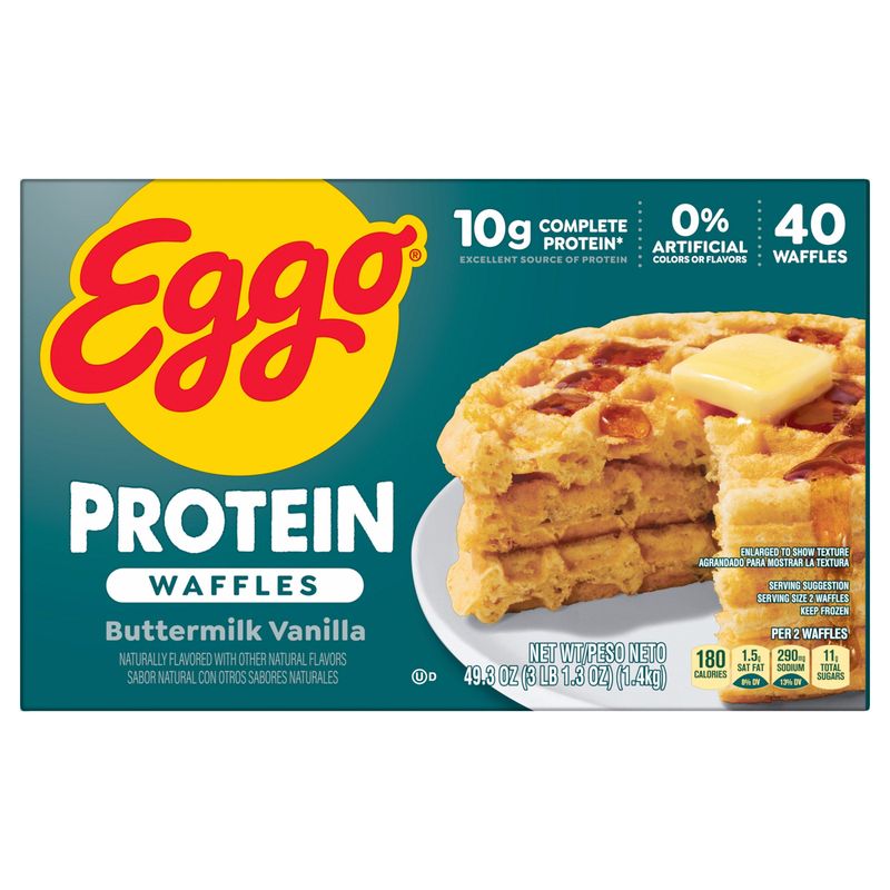 Eggo Protein Waffles Buttermilk Vanilla 40 ct
