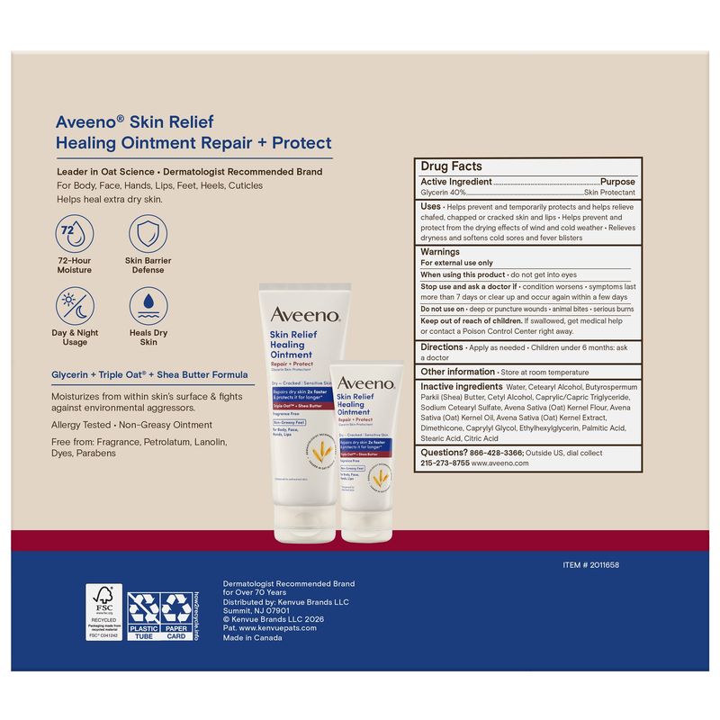 Aveeno Skin Relief Healing Ointment 7.2 oz 2pk + 2 oz