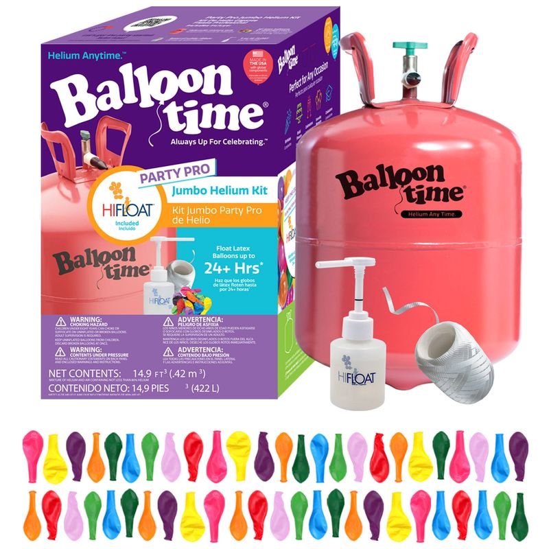 Balloon Time Jumbo Helium Tank Hi-Float Bundle