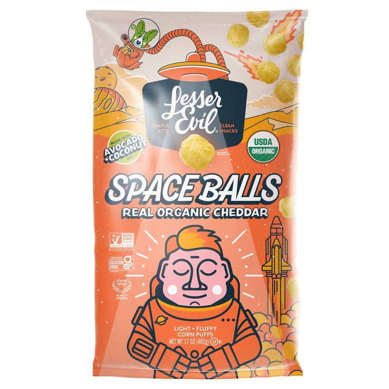 Lesser Evil Org Cheddar Spaceballs 17oz (1.06lbs)