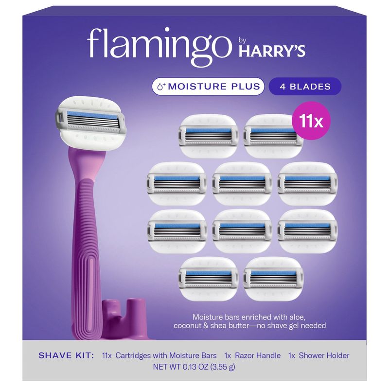 Flamingo By Harry'S Razor Set Handle, 11 Cartridges