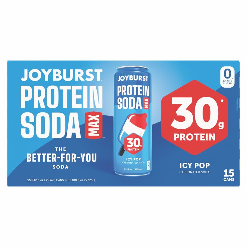 Joyburst Protein Soda Icy Pop, 30g Protein 12 fl Oz/15 pk