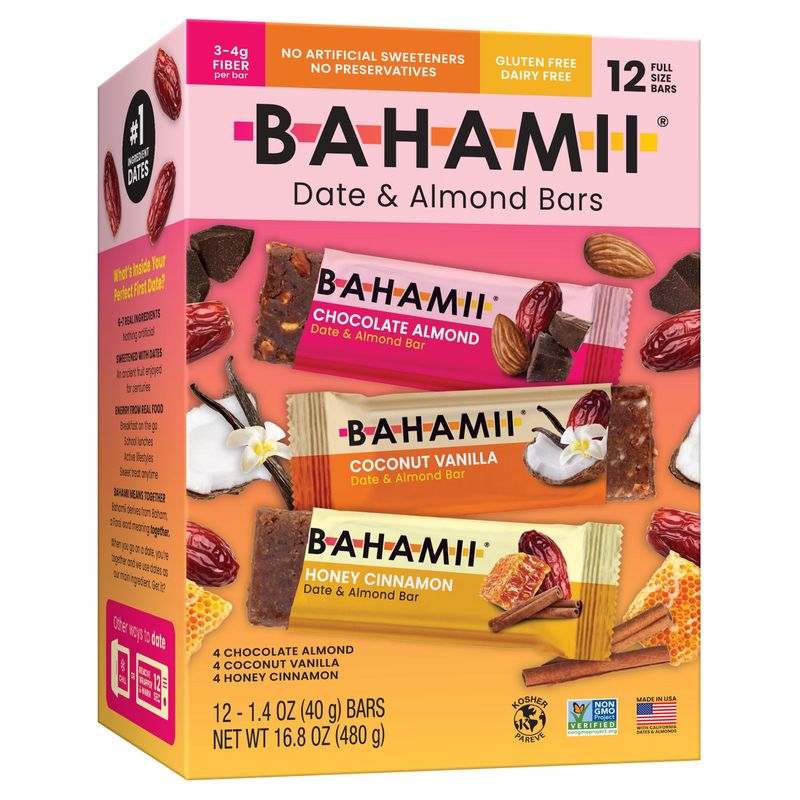 Bahamii Bars Date + Almond Variety 12ct 1.05lbs