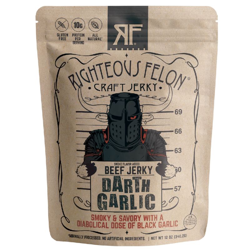 Righteous Felon Jerky Darth Garlic Beef 12 Ounces
