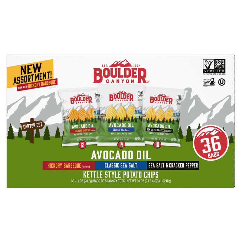 Boulder Canyon Variety Pack W/ BBQ 36ct/1oz (2.25lbs)