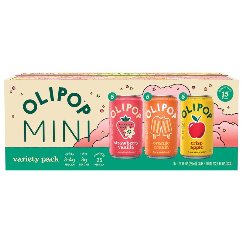 Olipop Mini Cans Variety Pack 15/7.5 Ounce Cans