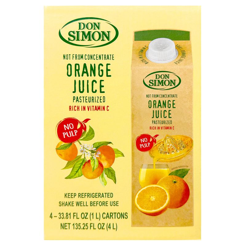 Don Simon 100% Pure Orange Juice 4/33.8 fl oz (4.22 Qt)