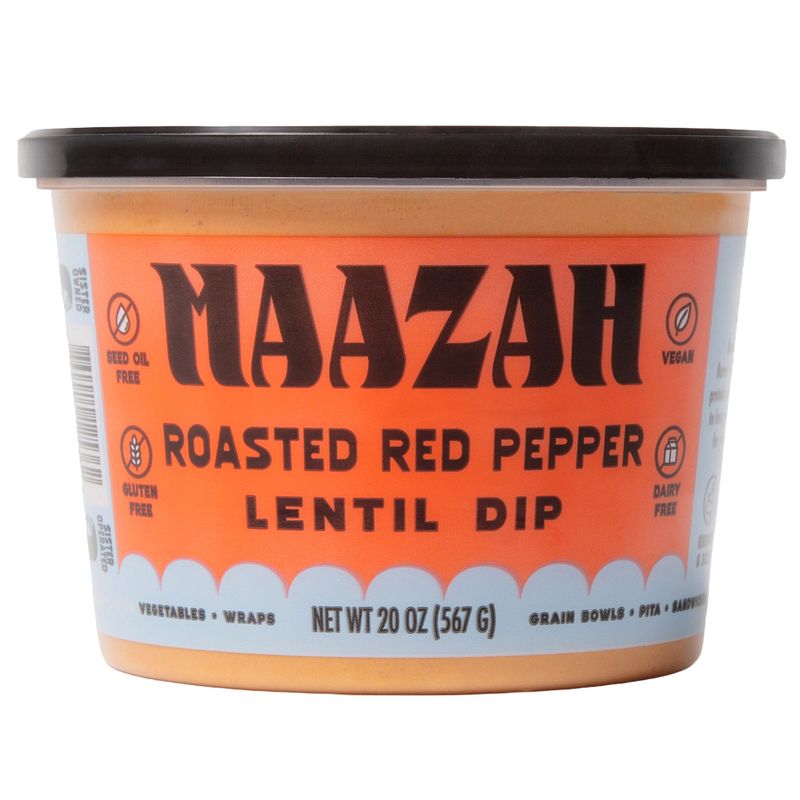 Maazah Lentil Dip Roasted Red Pepper 20 Ounce Container