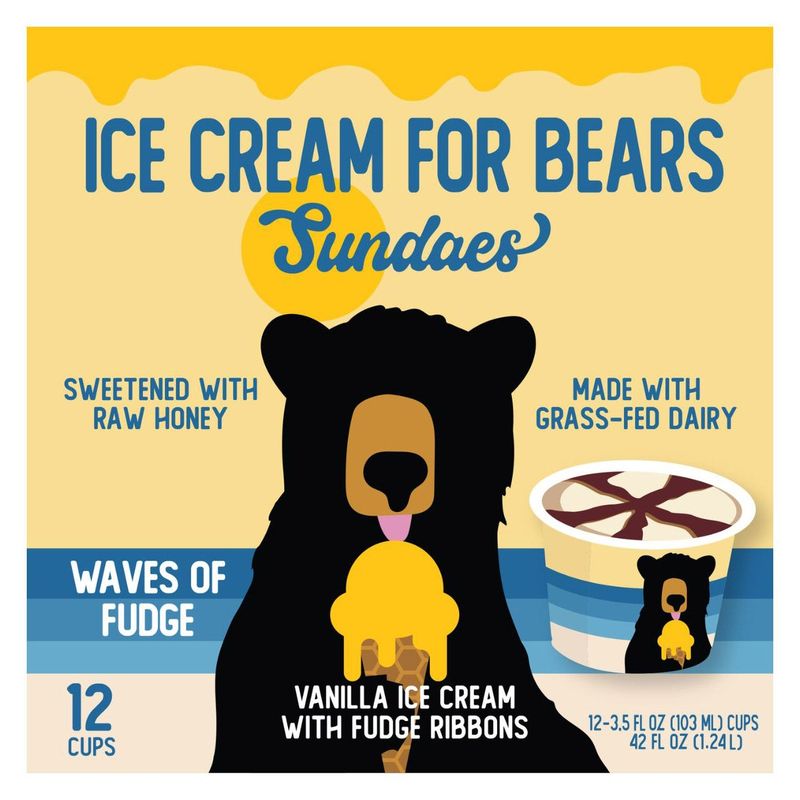 Ice Cream For Bears Waves Of Fudge Sundae 12/3.5 oz