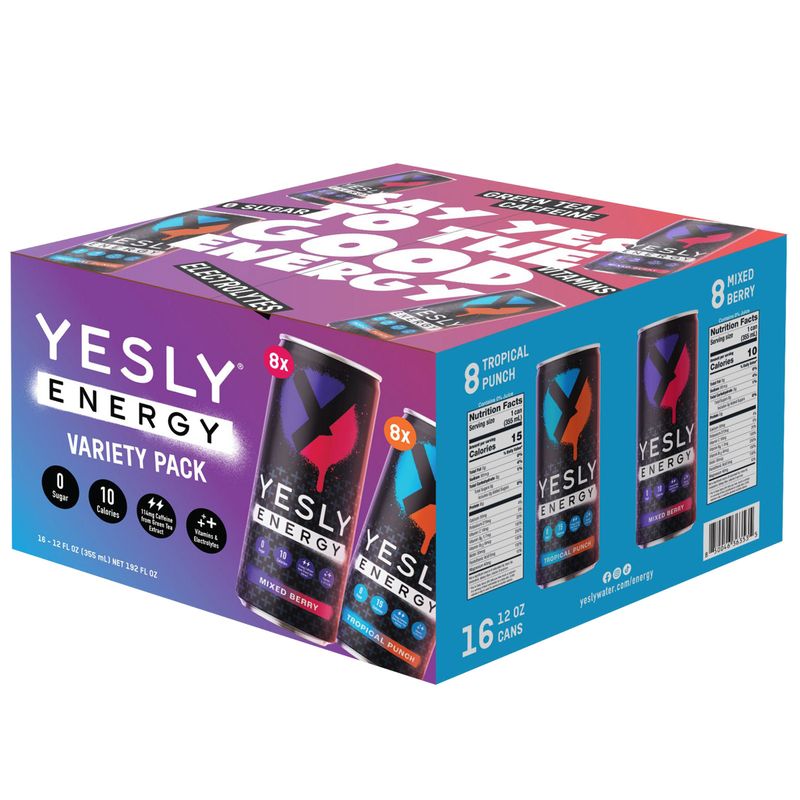 Yesly Energy Tropical Punch 16 Pack 12 Ounces Each