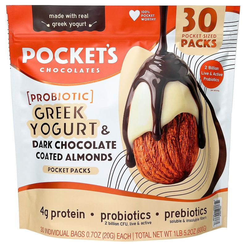 Pocket'S Greek Yogurt Chocolate Almonds 30 ct