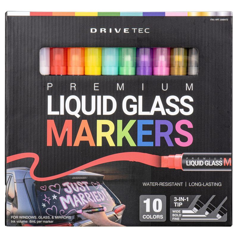 Drivetec Liquid Glass Markers 10 Pk-8ml