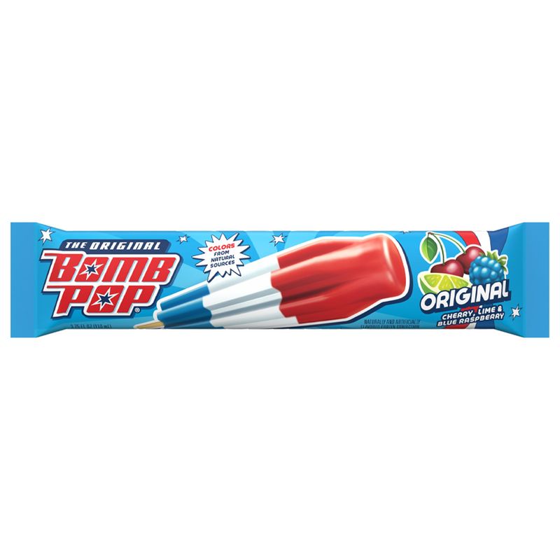 The Original Bomb Pop Chry, Lime, Blu Rasbry 3.75 oz 24ct