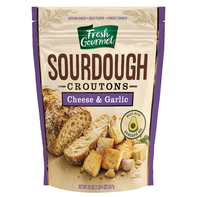 Fresh Gourmet Croutons Sourdough Cheese & Garlic 20-Ounce Bag