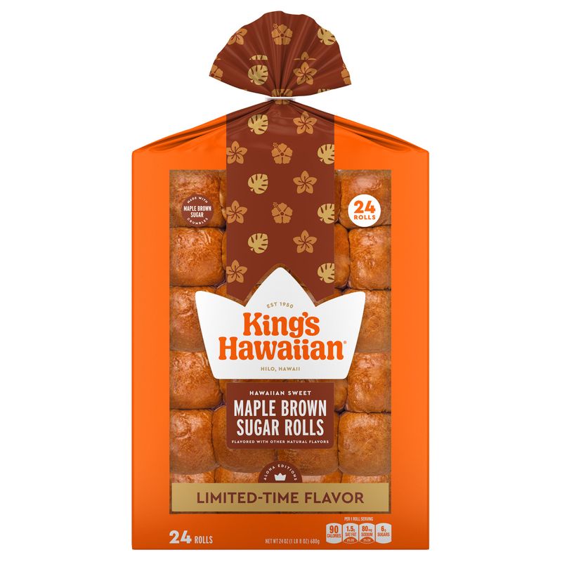 Kings Hawaiian Bakery Maple Brown Sugar Roll 2/12 ct