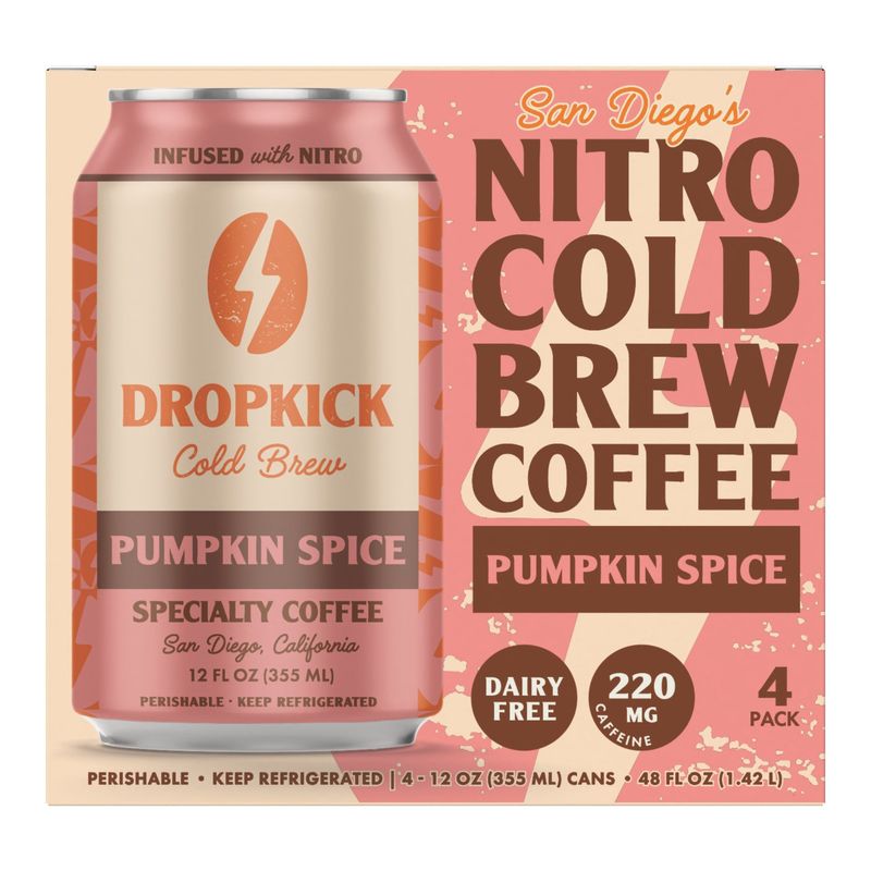 Dropkick Cold Brew Pumpkin Spice Coffee 4/12oz San Diego Ca