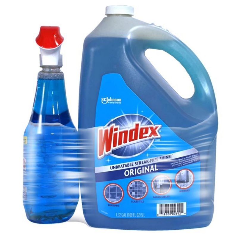 Windex Glass Cleaner 32 oz + 169 oz Refill