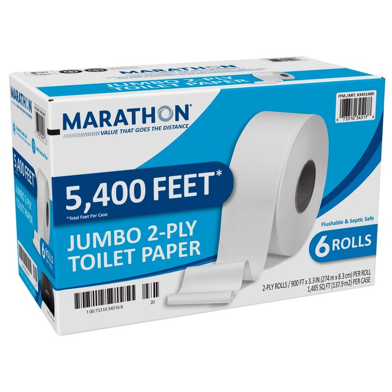 Marathon Bath Tissue Jumbo Roll 1,485 Sqft 6 Rolls / 900 Sheets