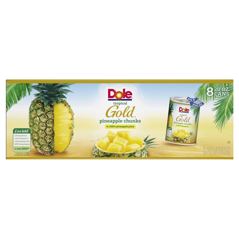 Dole Tropical Gold Pineapple Chunks 8/20 Ounce Cans