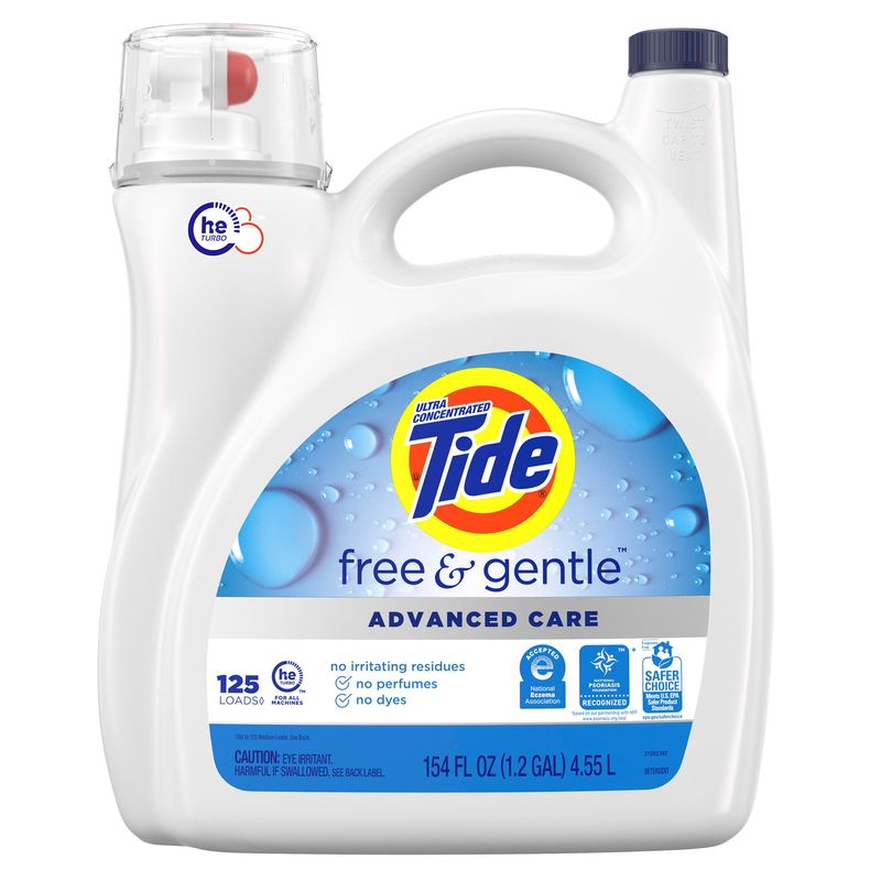 Tide Free & Gentle Advanced Care Liquid 125 Loads / 154 oz