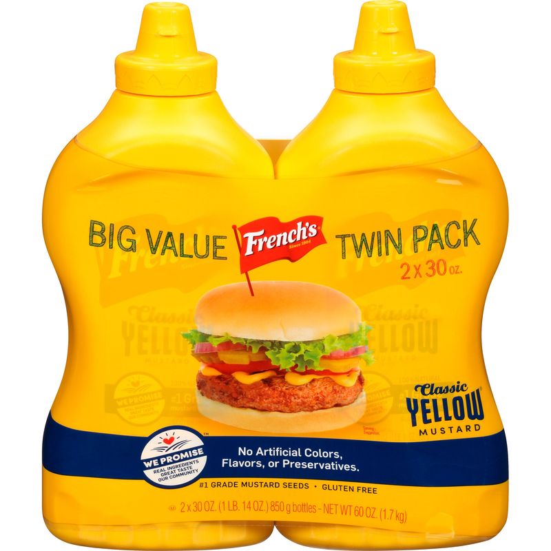 French'S Yellow Mustard 2/30 Ounce Bottles