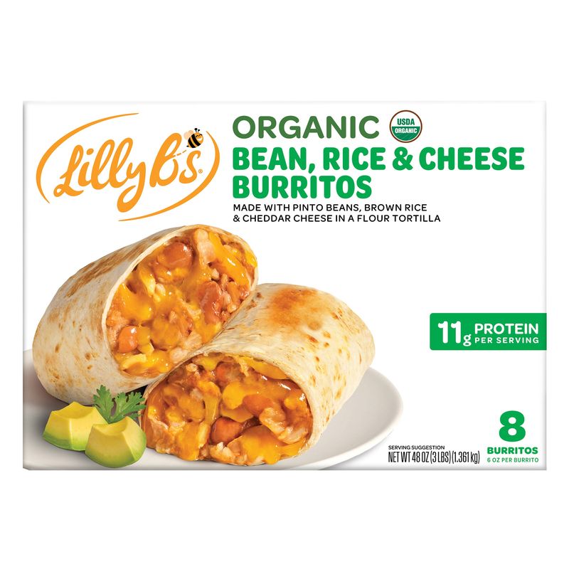 Lilly B'S Organic Beans Rice & Cheese Burritos 8/6 oz
