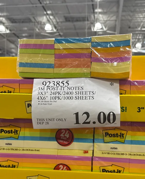 3m Post-It Notes 3x3¨ 24pk/2400 Sheets/ 4x6¨ 10pk/1000 Sheets