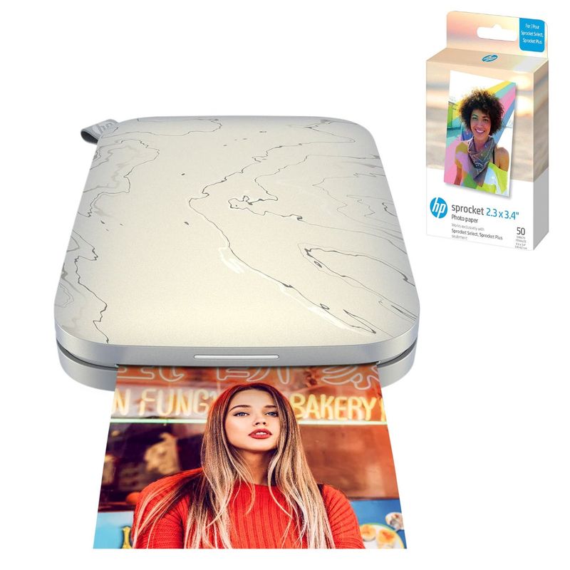 Hp Sprocket Select Photo Printer Bundle W/ 55 Sheets