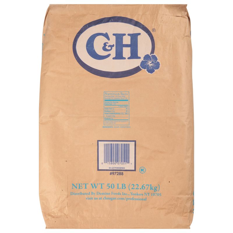 C & H Pure Cane Sugar Powdered Confectioners 50 lbs