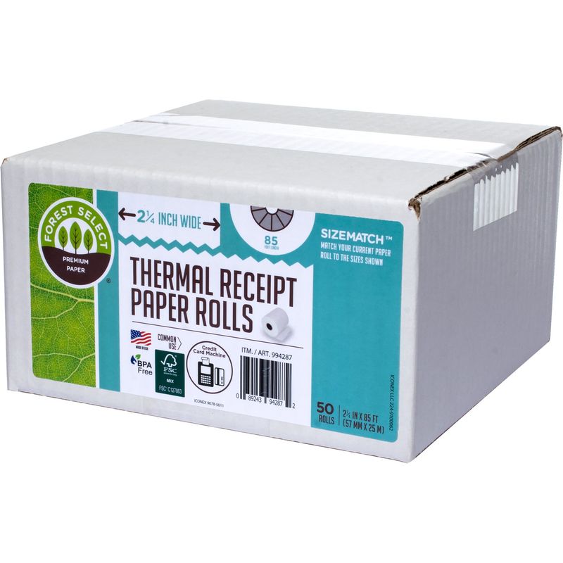 Forest Select Thermal Paper Rolls 2 1/4¨ X 85' 50 ct